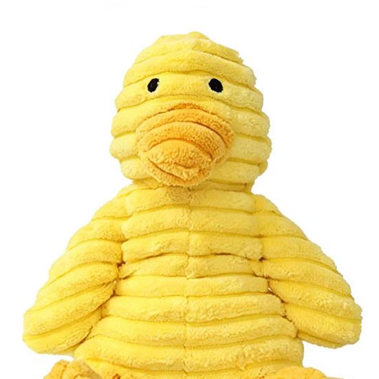 Pet Toy with Soft Plush Fabric Bite-Resistant Chew Toy Built-in Sound Design Yellow Duck Shape Dog Toy for Puppy Adult