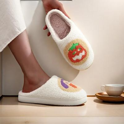 Модные женские тапочки на Хэллоуин, милые тыквенные печенья и забавная ведьма, зимние домашние теплые мягкие подошвы, нескользящие, удобные, для спальни