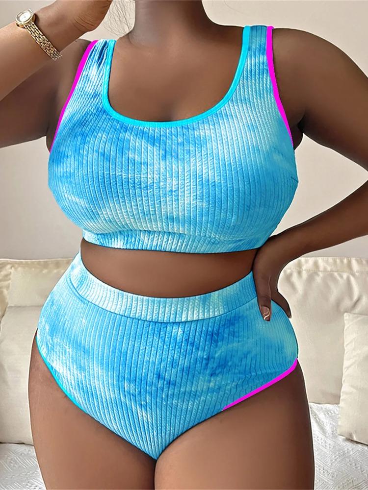 0XL - 4XL новый бикини Tie Dye большого размера купальники больших размеров женский купальник женский комплект бикини из двух частей купальный костюм