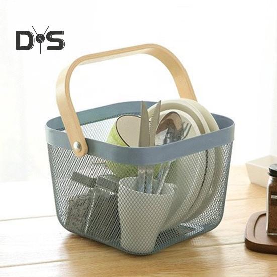 Органайзер для хранения фруктовая корзина с деревянной ручкой прочная несущая многофункциональная корзина для покупок большой вместимости