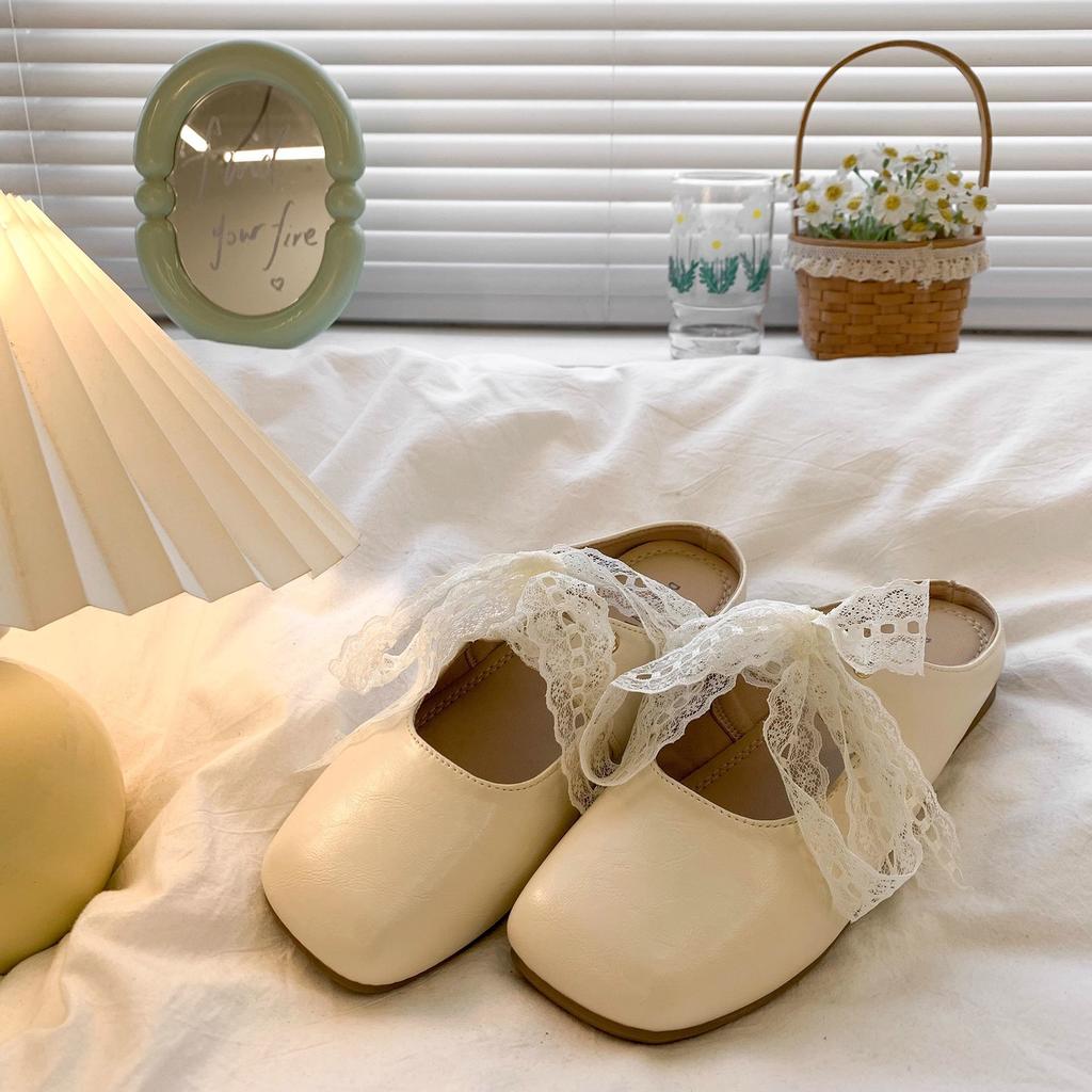 Туфли-лодочки на плоской подошве и полутапочки для женской верхней одежды 2025 новые весенне-летние туфли Мэри Джейн на одной педали для беременных вечерние туфли одинарные ш