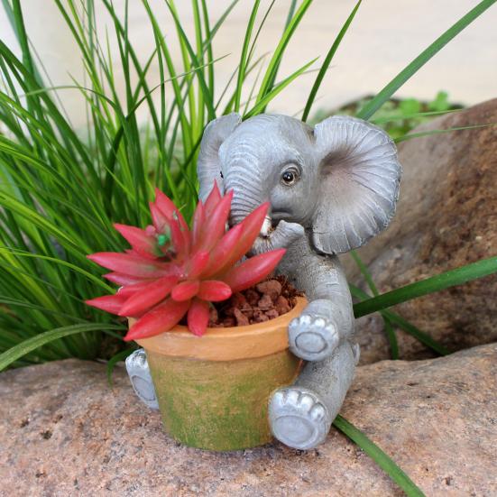 Милый цветочный горшок в виде слона Ручная работа из смолы Декоративный горшок для суккулентов для дома Комнаты Сада Балкона Офиса