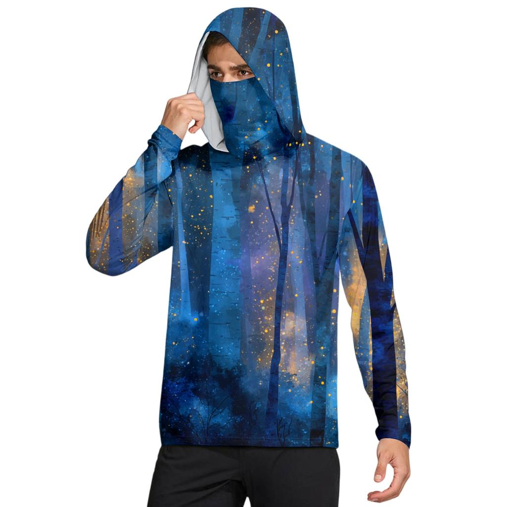 Мужская рубашка с маской Легкая с длинным рукавом Капюшон Для пеших прогулок Рыбалки Для выступлений