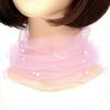 1pc Elegant Transparent Women Ladies Scarf Fake Pearl Decor Mesh Necklace Scarf Circle Scarf For Autumn Clothing Accessories