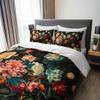 3 шт. Винтажный цветочный комплект постельного белья Пододеяльник Бохо цветочный комплект постельного белья Стеганое одеяло Темный цветочный тематический комплект стеганого одеяла для кровати Роскошный