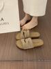 BEI LI XUAN Retro Mori Cross-strap One-word Slippers for Women's Summer Outer Wear Thick-bottomed Casual Beach Women