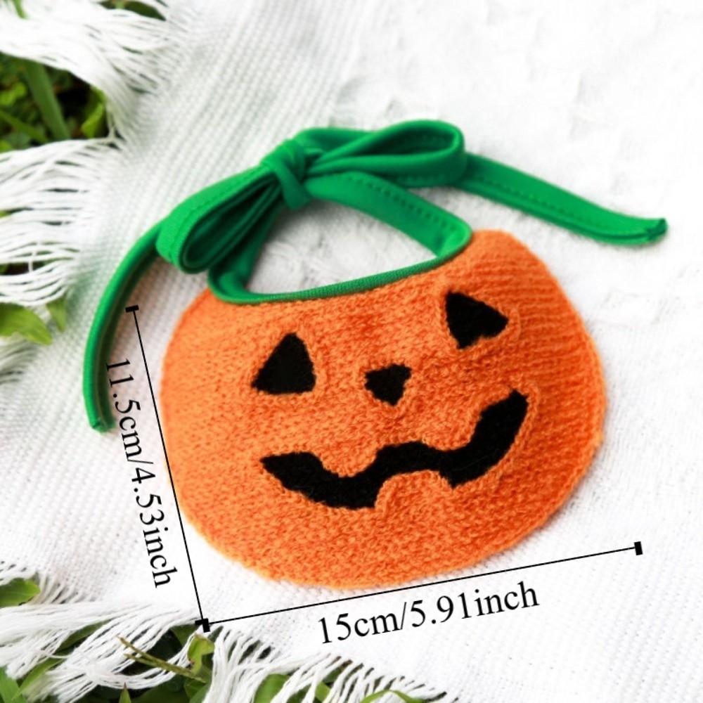 Comfortable To Wear Pumpkin Dog Scarf Adjustable Kitty Saliva Towel Halloween Pet Bib  Cosplay