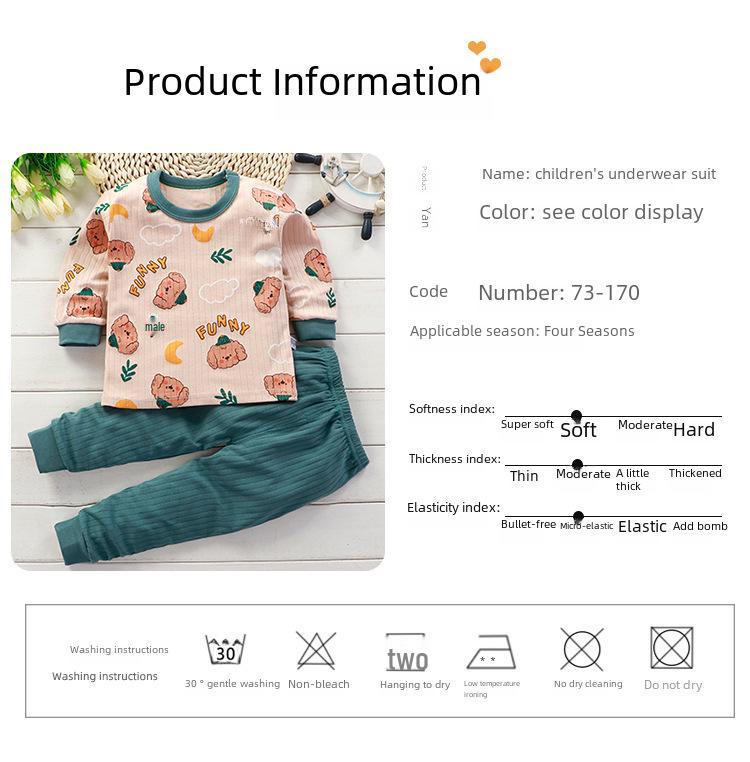 Детский осенний хлопковый пижамный комплект: Унисекс-топ и низ с длинным рукавом