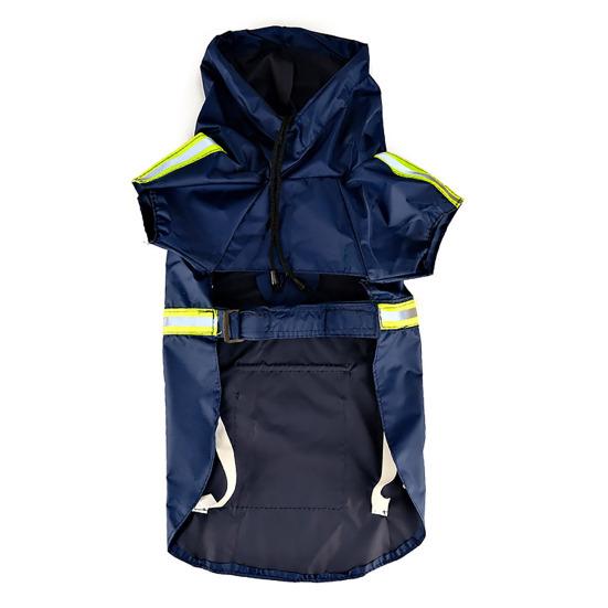 Дождевик для питомца со светоотражающей полосой Водонепроницаемая куртка-дождевик для собаки с отверстием для поводка Регулируемый дождевик для собаки с капюшоном для маленьких и средних собак