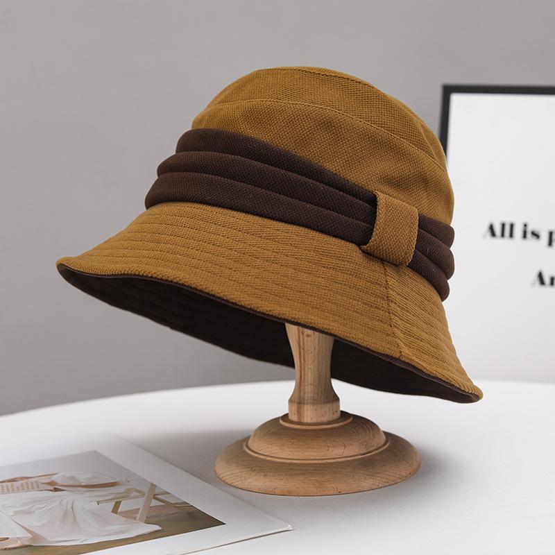 Autumn and winter new versatile face-enhancing small chic fisherman hat, elegant and elegant large head bowl hat