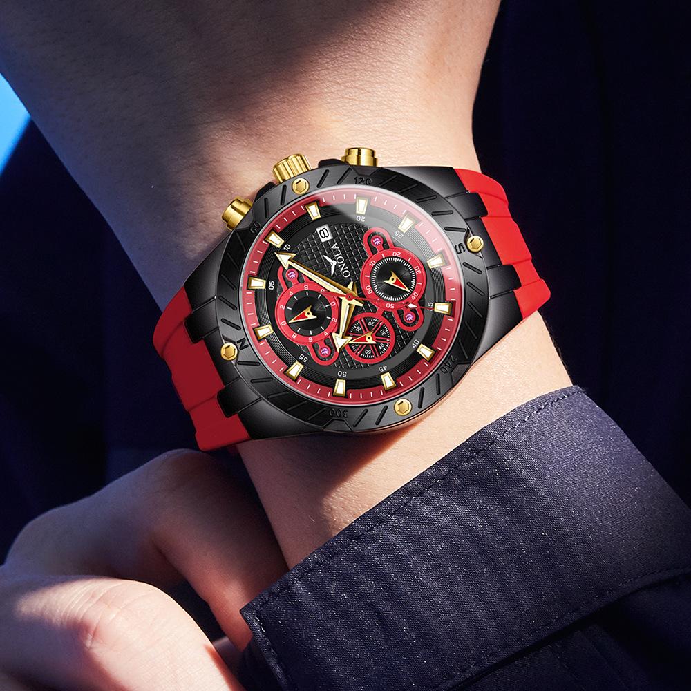 Мужские водонепроницаемые кварцевые часы с календарем и светящимся циферблатом, многофункциональные спортивные часы с циферблатом