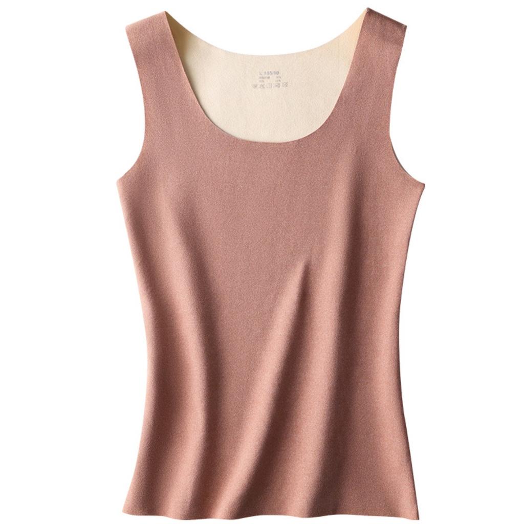 Women's Warm Sleeveless Warm Top - Winter Warmth, High Elasticity -Line Contour Shirt, Round Neck Fitness and Stacking Shirt - Soft and Comfortable