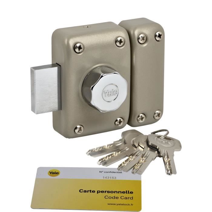 Verrou YALE YV26BT-40 - 6 goupilles - 23mm - 5 clés réversibles - beige