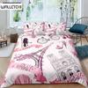 Pink Eiffel Tower Bedding Set Paris Fashoin 3D Print Comforter Luxury Queen King Single Size Duvet Cover Set Home Textile Decor