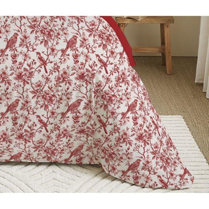 Complete Reversible Duvet Cover Pack for 140 X 190 Cm Bed Bérengère Red