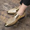 Fashion Spring Fashion Mens Golden Shoes Sequined Shoes Handmade Retro Comfortable Soft Non-slip Loafers Male Casual Leather Shoes 38-44