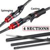 SOUGAYILANG Portable 4-section Fishing Rod 2.1M Fishing Rod Carbon Fiber Spinning Fishing Rod Fishing Gear