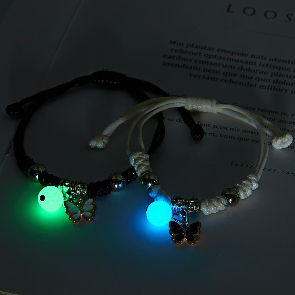 Glow in the Dark Star Butterfly Couples Bracelet For Lover Star Heart Pendant Adjustable Bracelet Friendship Love Jewelry Gift