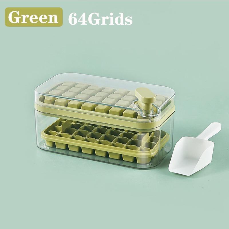 1 шт., пресс-форма для льда с одной кнопкой, коробка для формования льда 32/64 сетки, пластиковая форма для изготовления кубиков льда, форма для лотка для льда с коробкой для хранения с кухонным барным инструментом для прохладительных напитков