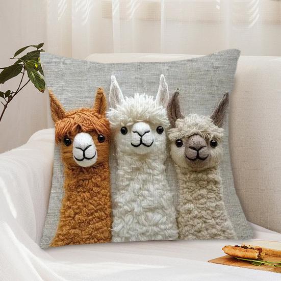 Наволочка с 2D-узором альпаки, легко стирается, из мягкой дышащей ткани, наволочка для подушки, гостиная, спальня, домашний декор