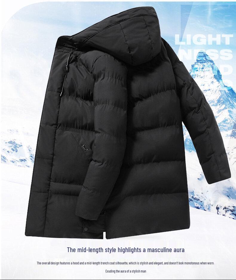Мужская зимняя хлопковая куртка средней длины большого размера, утепленная
