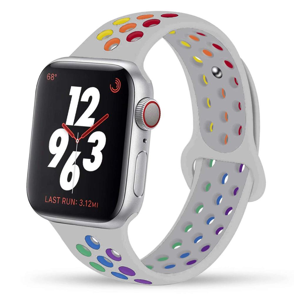 Спортивный силиконовый ремешок для Apple Watch Band 44 мм, 40 мм, 42 мм, 38 мм, 44 мм, дышащий браслет, ремешок для Apple Watch 6 iWatch 5 4 3 se