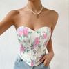 French Chic Sexy Floral Printing Bra Female Camis Diamond Fishbone Spicy Girl Tank Sleeveless Crop Top Women Clothes