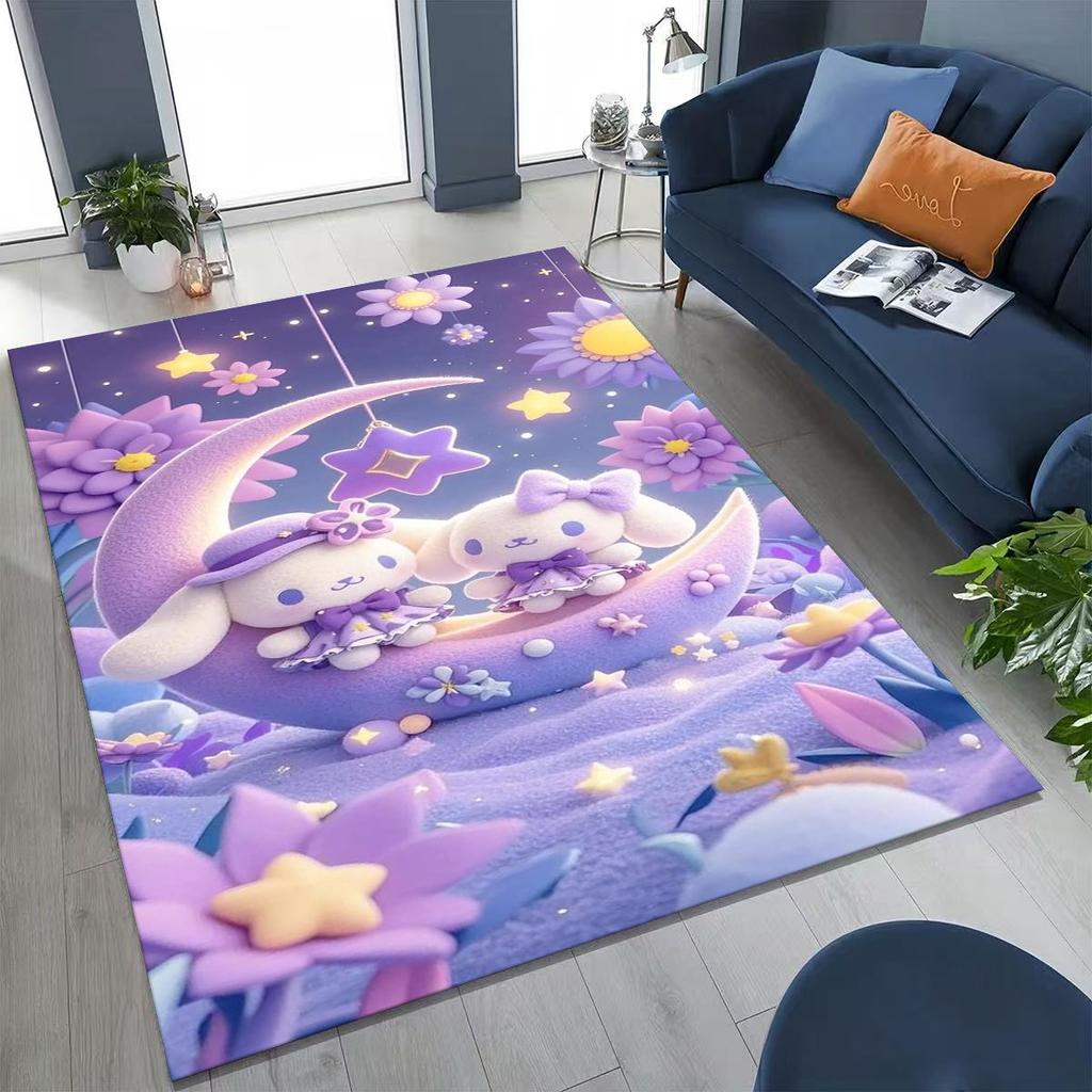 2026 New Cute Cinnamoroll Pompompurin Sanrio Cartoon Rug for Bedroom Living Room Sofa Home Doormat Decor, Kid Non-slip Floor Mat