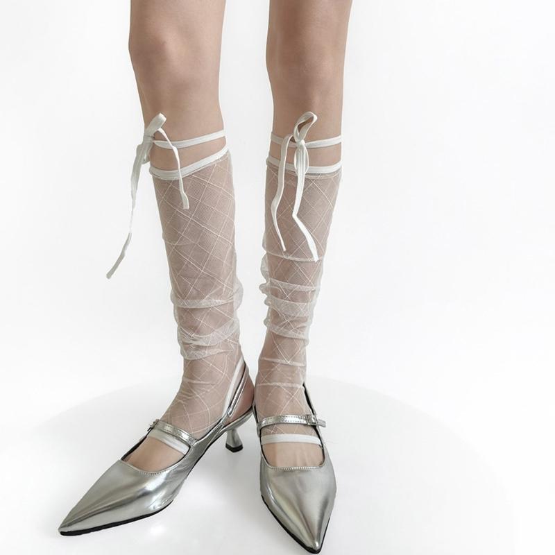 Women's Leg Warmer Summer Sheer Mesh Leg Sleeves Harajuku Leg Cover Stockings Fashion Ankle Heap Socks Long Boot Socks