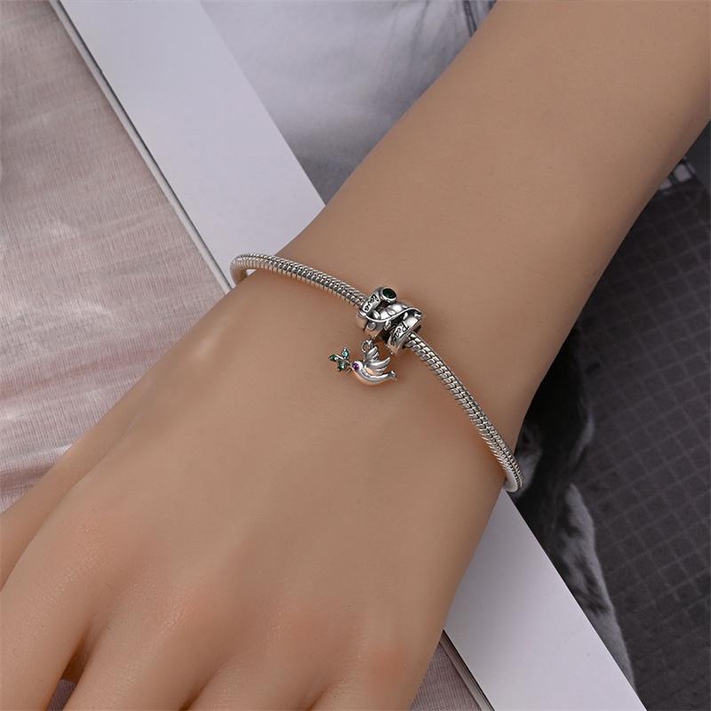 Original Copper-Plated Angel Of Peace And Hope Pendant Fit Pan Snake Bone Bracelet Diy Bead Women Jewelry Birthday Gift