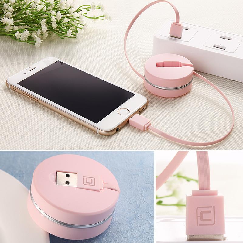 Round Retractable Box Data Cable Multi Functional Charging Cable Iphone For