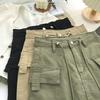 Женская летняя юбка с карманами, уличная одежда, однотонная однотонная повседневная одежда с высокой талией, винтажная женская мини-юбка трапециевидной формы, женская одежда