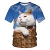 Летняя мужская повседневная спортивная рубашка с коротким рукавом с принтом милого кота на 3D-принте, с круглым вырезом, футболки мужские