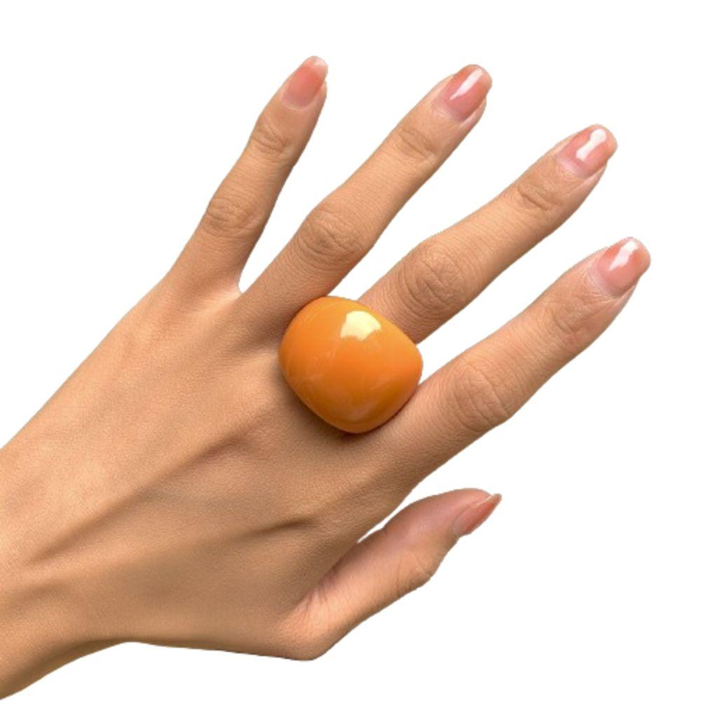Candy Color Geometric Ring Classic Big Dome Plain Ring Jewelry Accessories Acrylic Ring Part