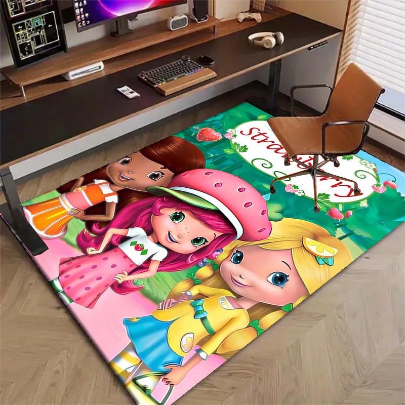 1pc Strawberry Princess5 Design Printed Area Rug Carpet for Bedroom Living Room Home Decor Rugs Mat Non Slip Mat Rug for Bedside