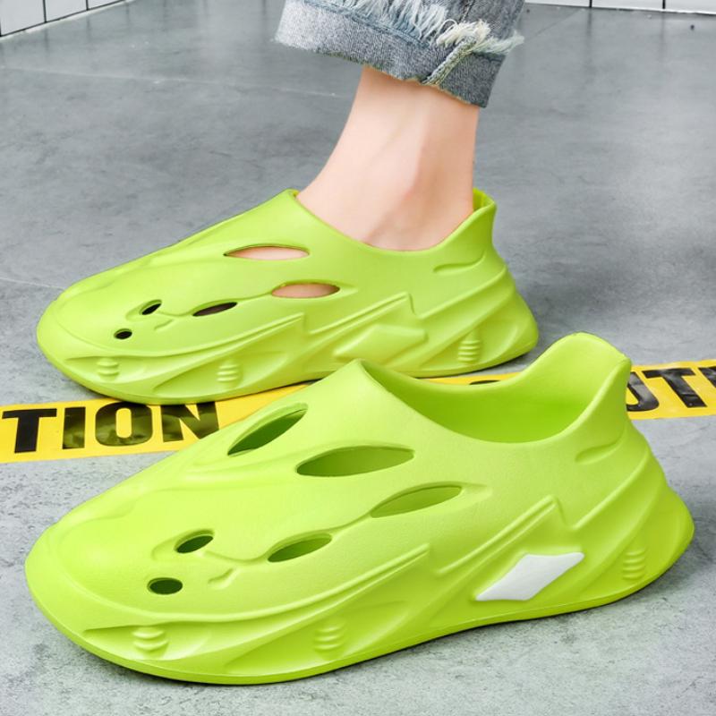 Solid Color Couple Slippers Summer Casual Breathable Sandals Fashionable Beach Shoes