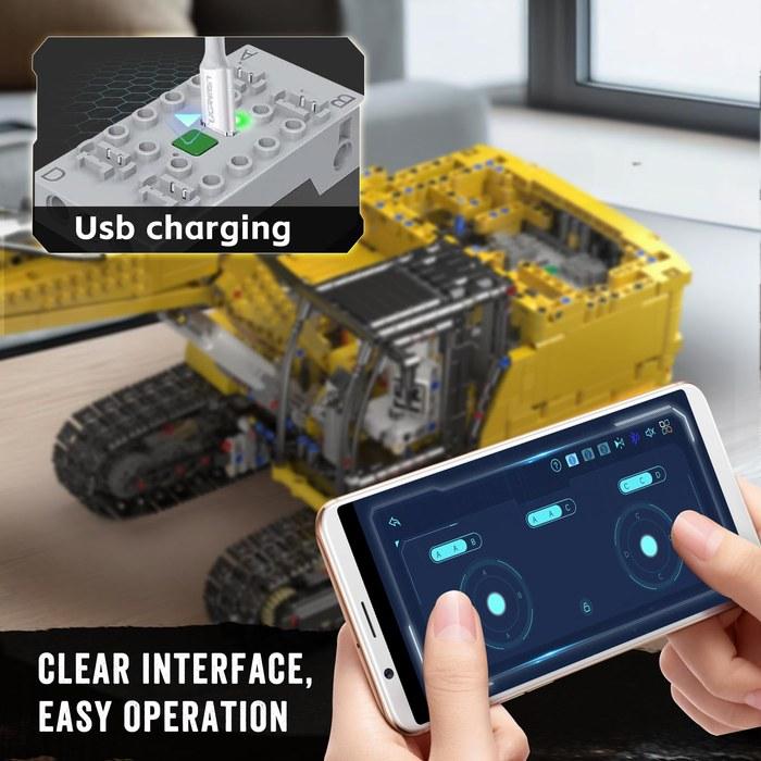 Mould King STEM Технология 1:Набор строительных блоков-экскаваторов RC масштаба 1:20, 2169 деталей, Управление с пульта/приложения, Перезаряжаемый набор строительной техники