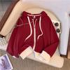Korean Color Block Hooded Sweatshirt Jacket - Women's Casual Spring/Autumn Zipper Top