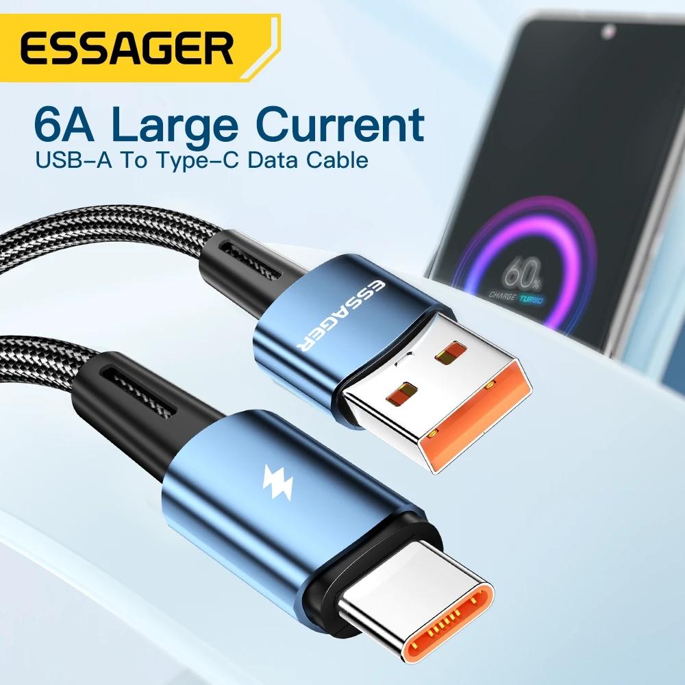 Essager 120 Вт сверхбыстрая зарядка Type-C, 67 Вт, USB-кабель для быстрой зарядки 6A для Xiaomi 12Pro Redmi K50 Note 11Pro Black Shark 5Pro
