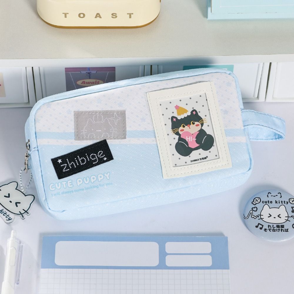 Handheld Pen Bag Large Capacity Pencil Pouch Portable Stationery Organizer  Gift