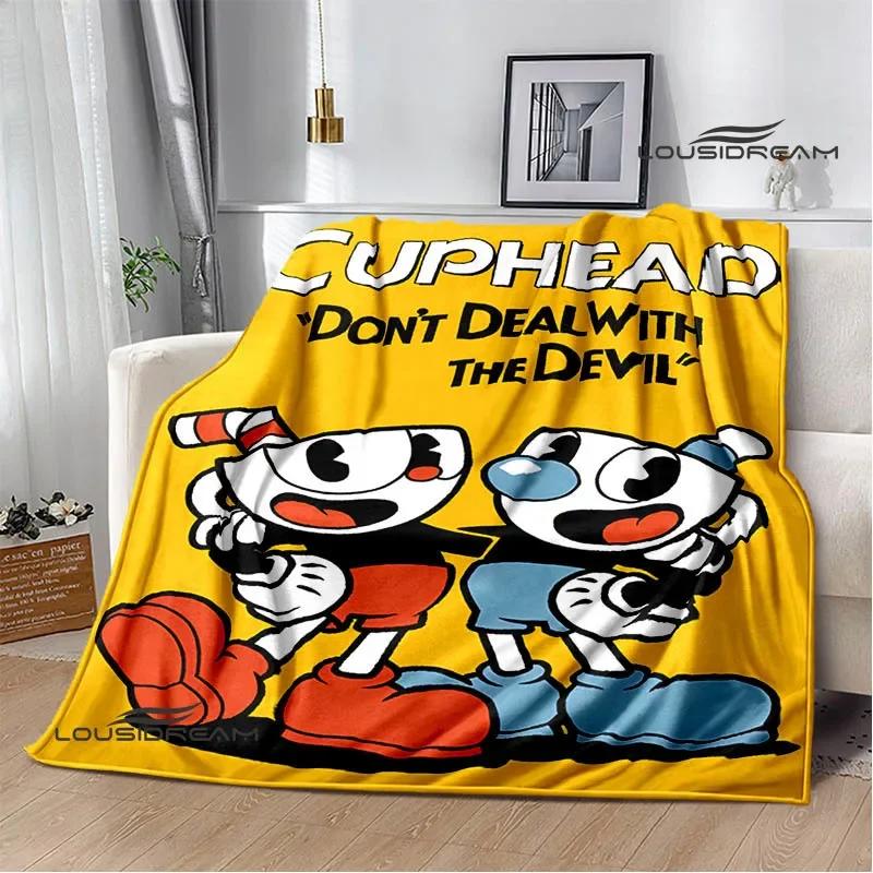 Плед с принтом мультфильма Cuphead Модные постельные принадлежности белая Фланель Теплый плед Мягкий удобный плед Подарок на день рождения