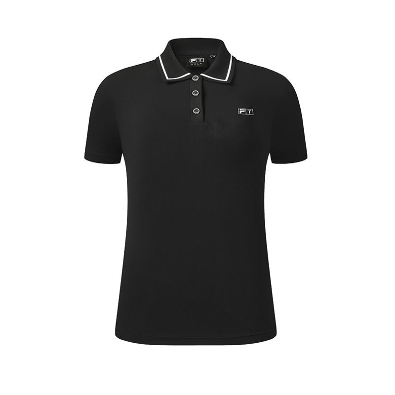 Fila Серия Golf Простая Классическая Спортивная Повседневная Удобная Вязаная Футболка-Поло с Коротким Рукавом Женские топы Глубокий Черный A11W625112FBK
