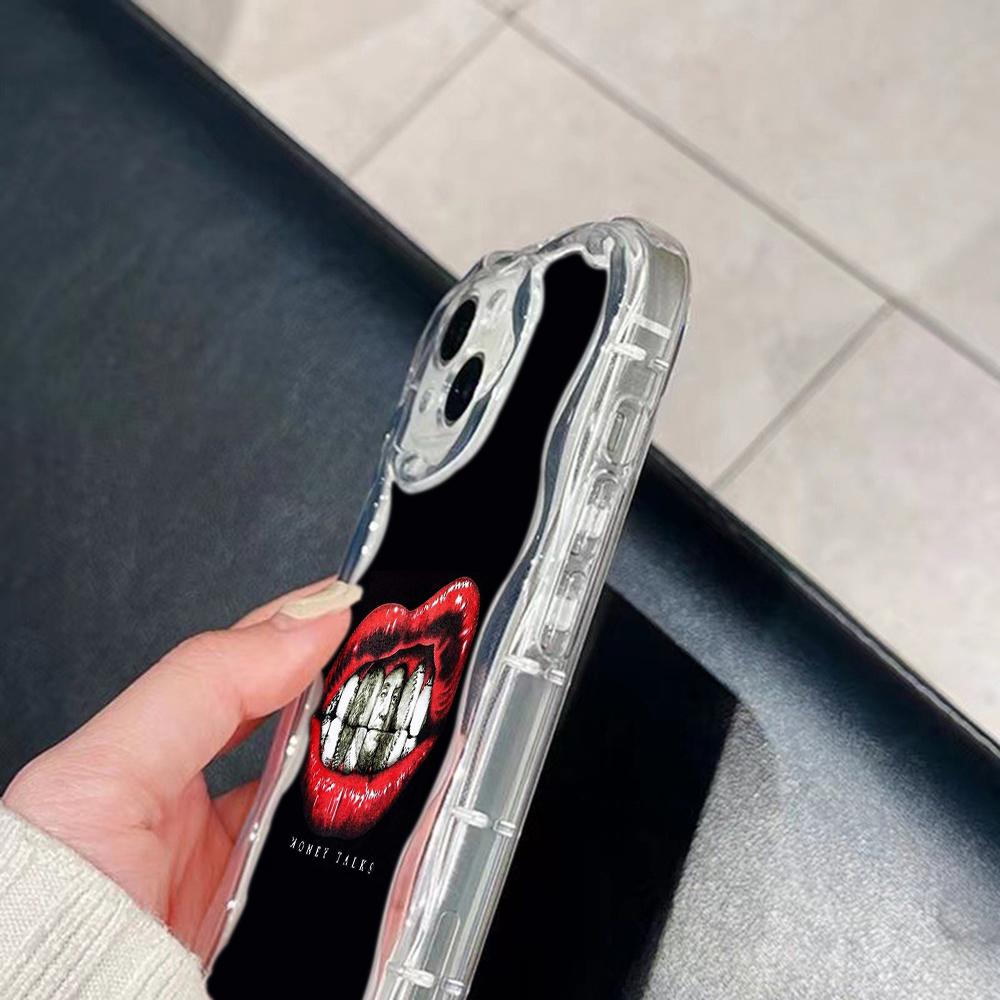 Чехлы для телефонов LZ19 Lips kiss art с прозрачной мягкой волной для Samsung S24 S23 Ultra S20 FE A54 A14 A52s A51 S10 Huawei Honor 90, защитная задняя крышка