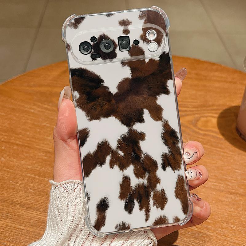 Чехол с леопардовым принтом для Google Pixel 9 Pro XL 9A, противоударный, из ТПУ и силикона, прозрачный, мягкий