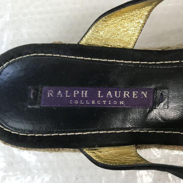 Ralph Lauren Коллекция Сандалии на ремешке вокруг щиколотки Женские 7 24см Черный Джутовая подошва(ИСПОЛЬЗОВАЛ)