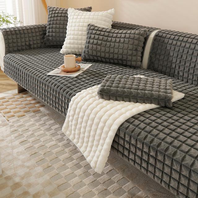 Утолщенный мягкий плюшевый чехол для дивана, скандинавский зимний теплый чехол для дивана, нескользящий чехол для дивана, диванные подушки для декора гостиной