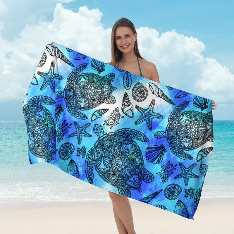 Custom Printed Microfiber Beach Towel Quick Dry Sports Swimming Pool Outdoor Travel Yoga Gym Sun Protection Double Sided Plush Bath