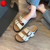 Shoes for Women Slippers Summer New Lady Flat Comfortable Slides Woman Square Buckle Thick Bottom Beach Sandals Female Slippers