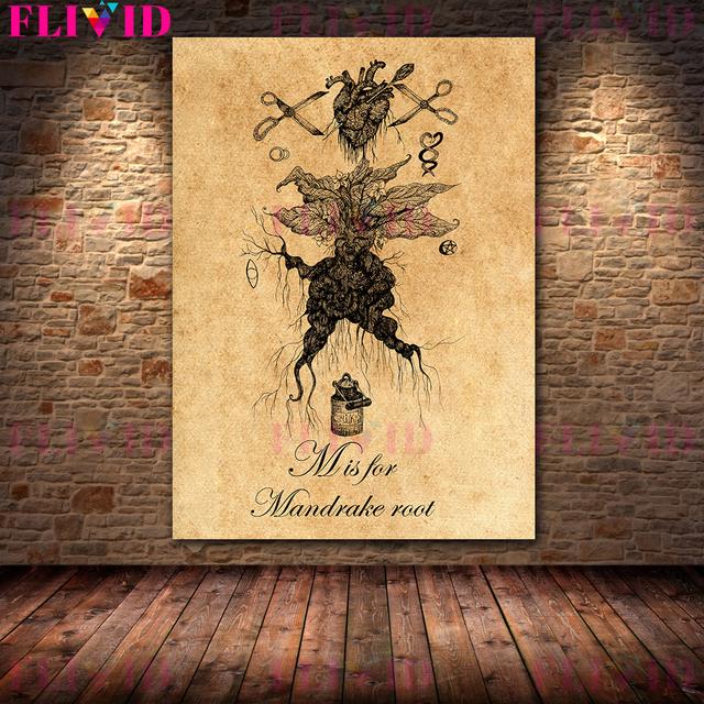 Ретро Созвездие Демона Гадание Плакат Готический Темный Созвездие Демона Стена