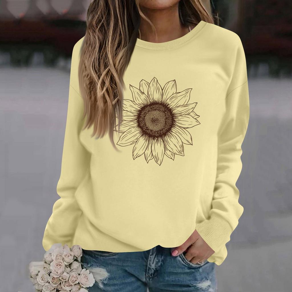 Женская модная повседневная толстовка с длинным рукавом и круглым вырезом с принтом